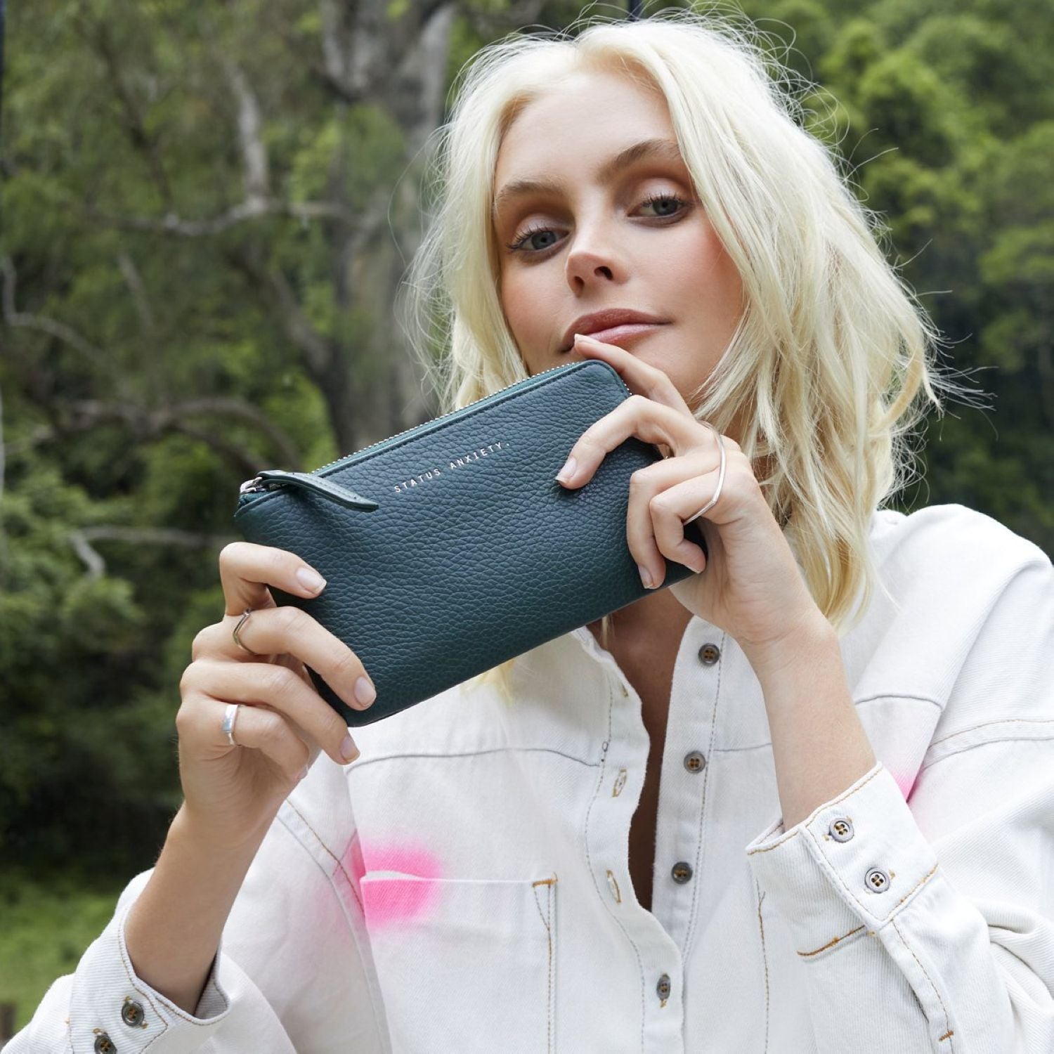 Status Anxiety Smoke And Mirrors Zip Leather Pouch