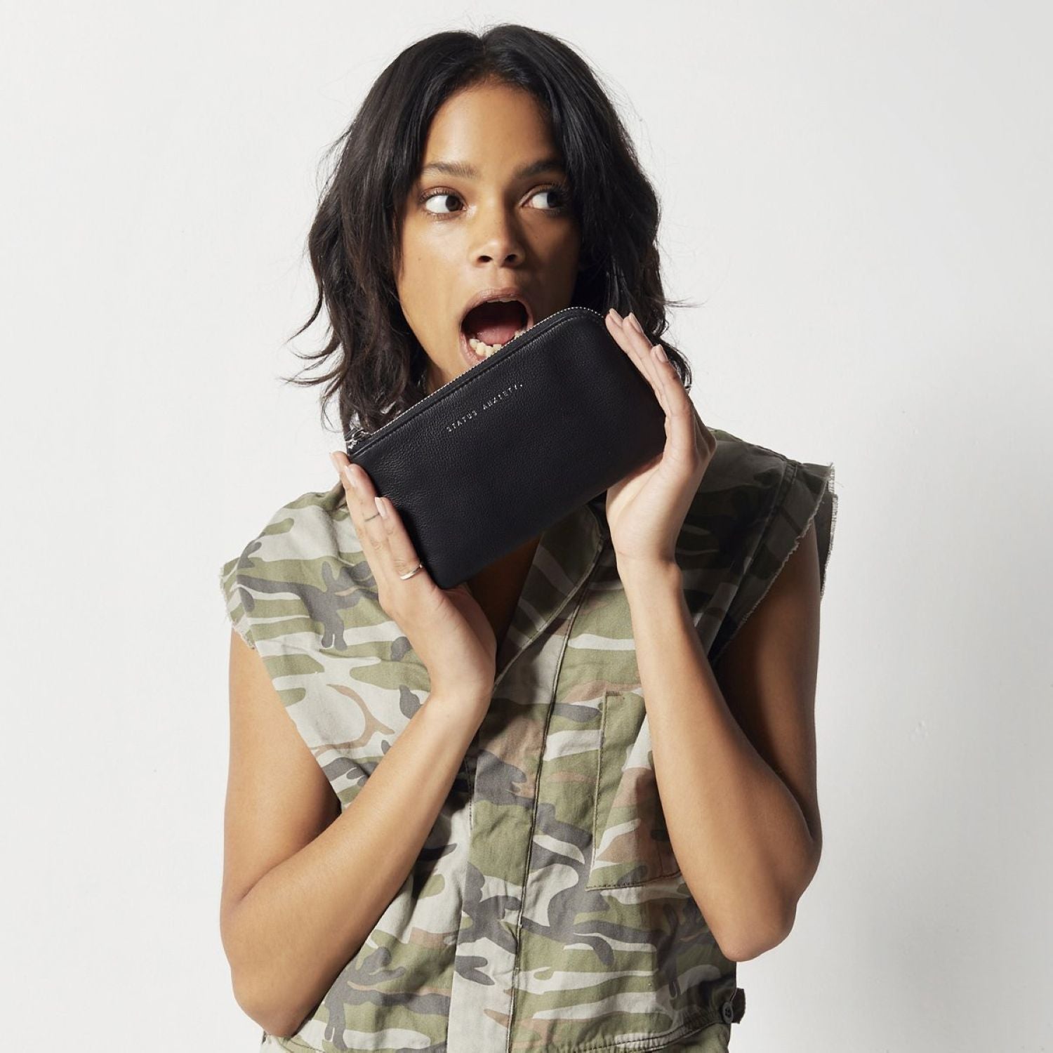 Status Anxiety Smoke And Mirrors Zip Leather Pouch