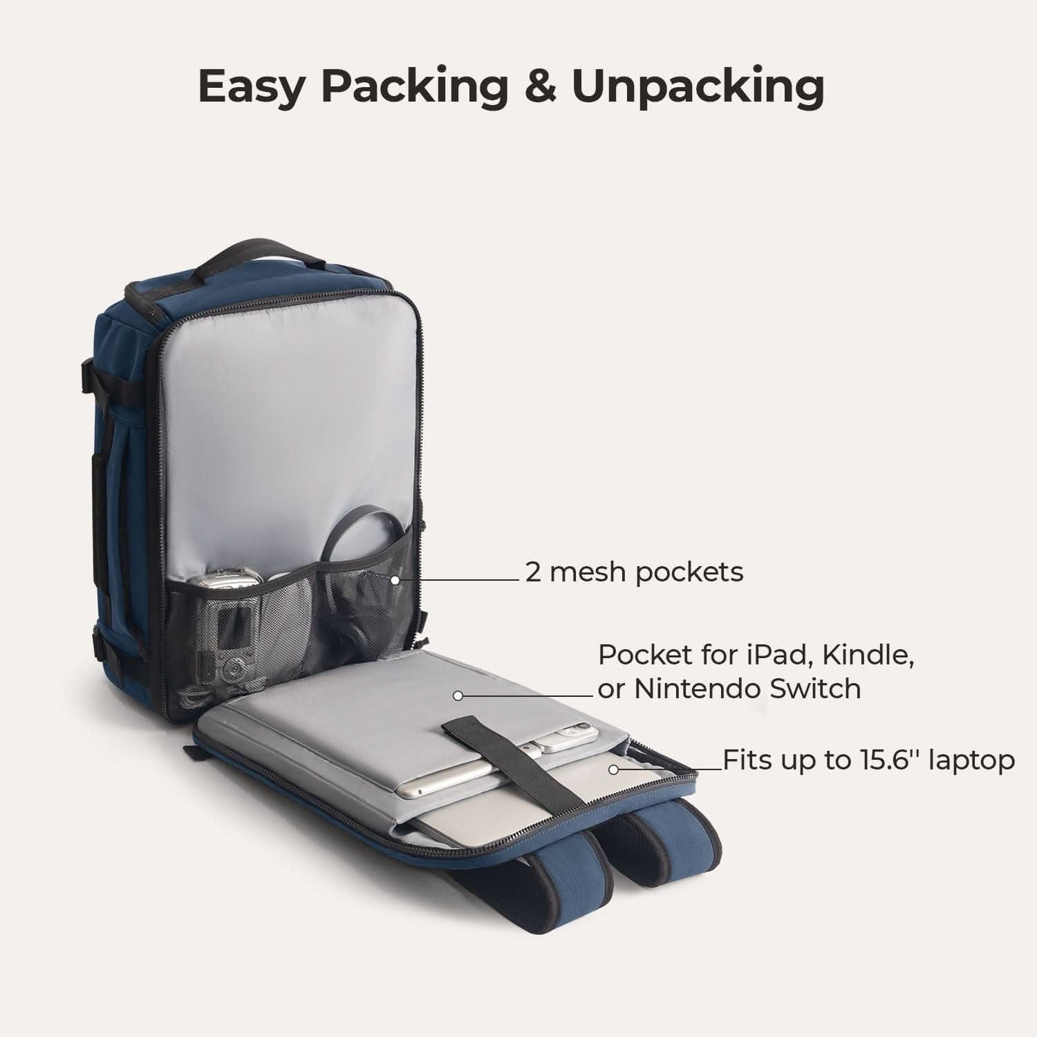 Bagsmart Blast Quick Access Carry On Travel Backpack Extended 38L