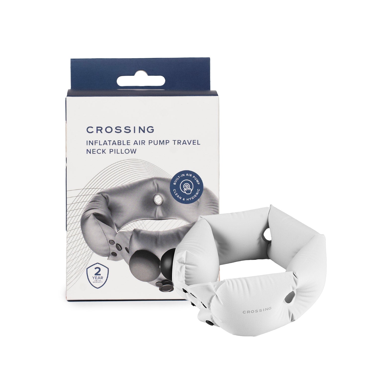 Crossing Inflatable Air Pump Neck Travel Pillow