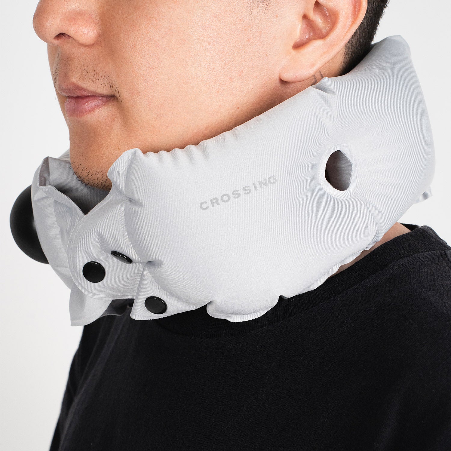 Crossing Inflatable Air Pump Neck Travel Pillow