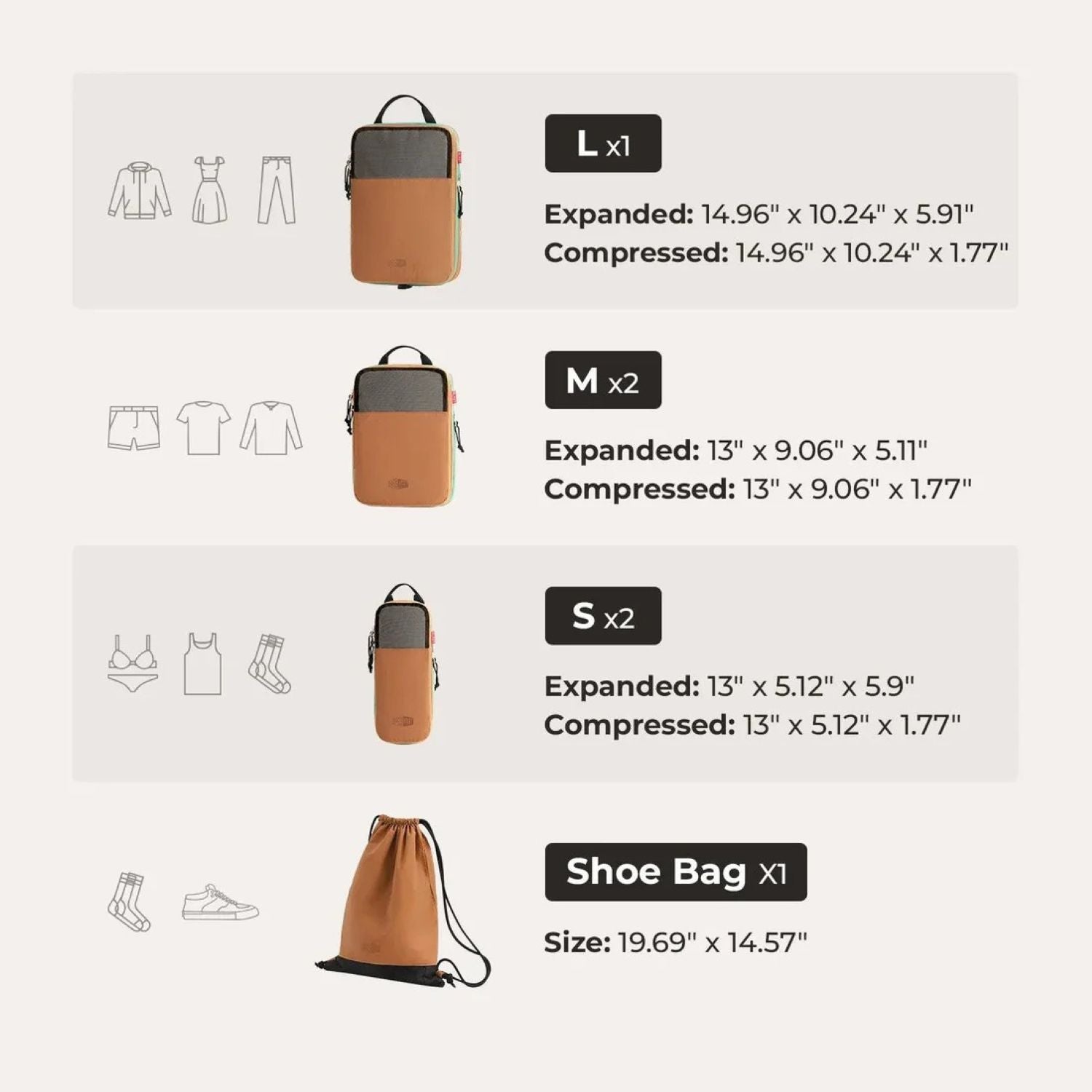 Bagsmart Blast 6-In-1 Compression Packing Cubes