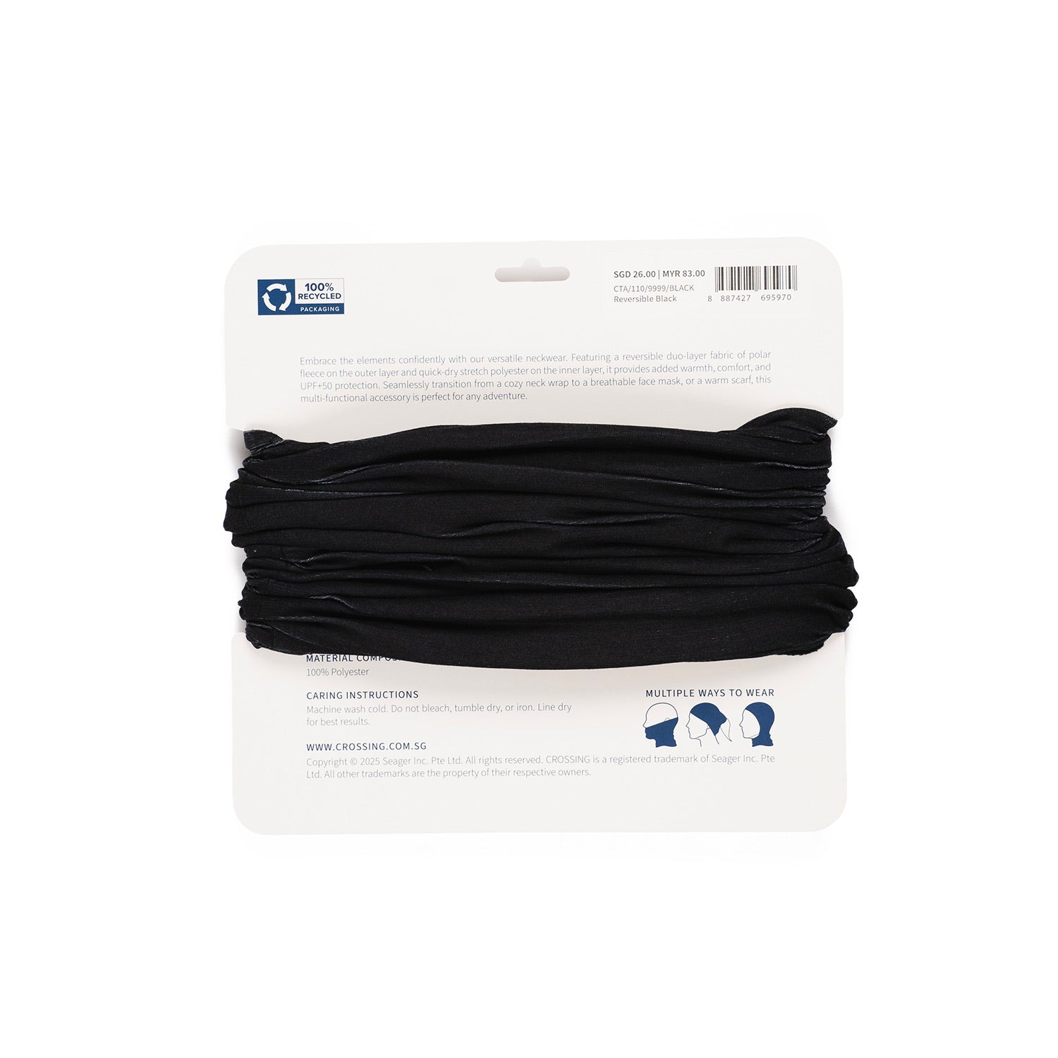 Crossing Polar Fleece Reversible Neck Warmer UPF 50+ Sun Protection