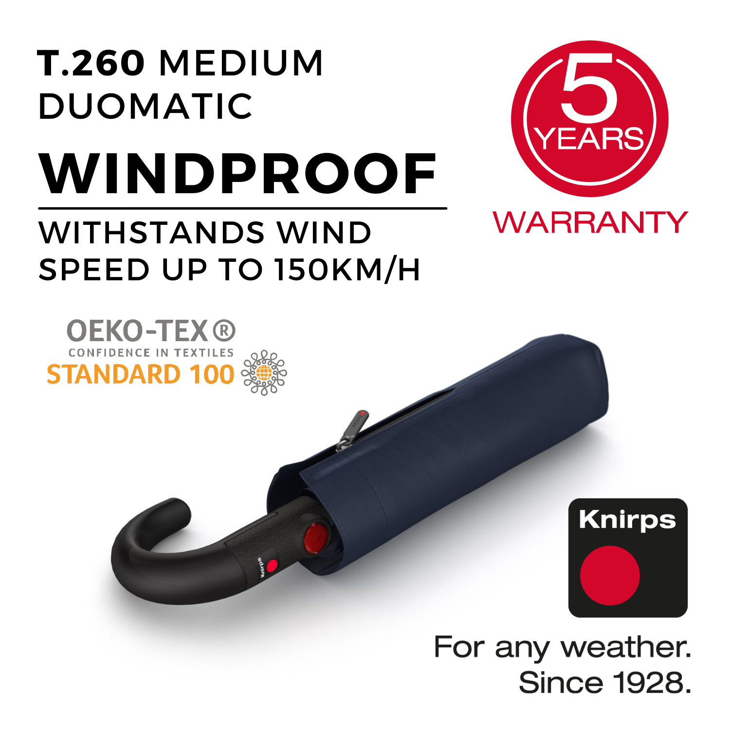Knirps T.260 Medium Duomatic With Crock Handle Umbrella (SA)