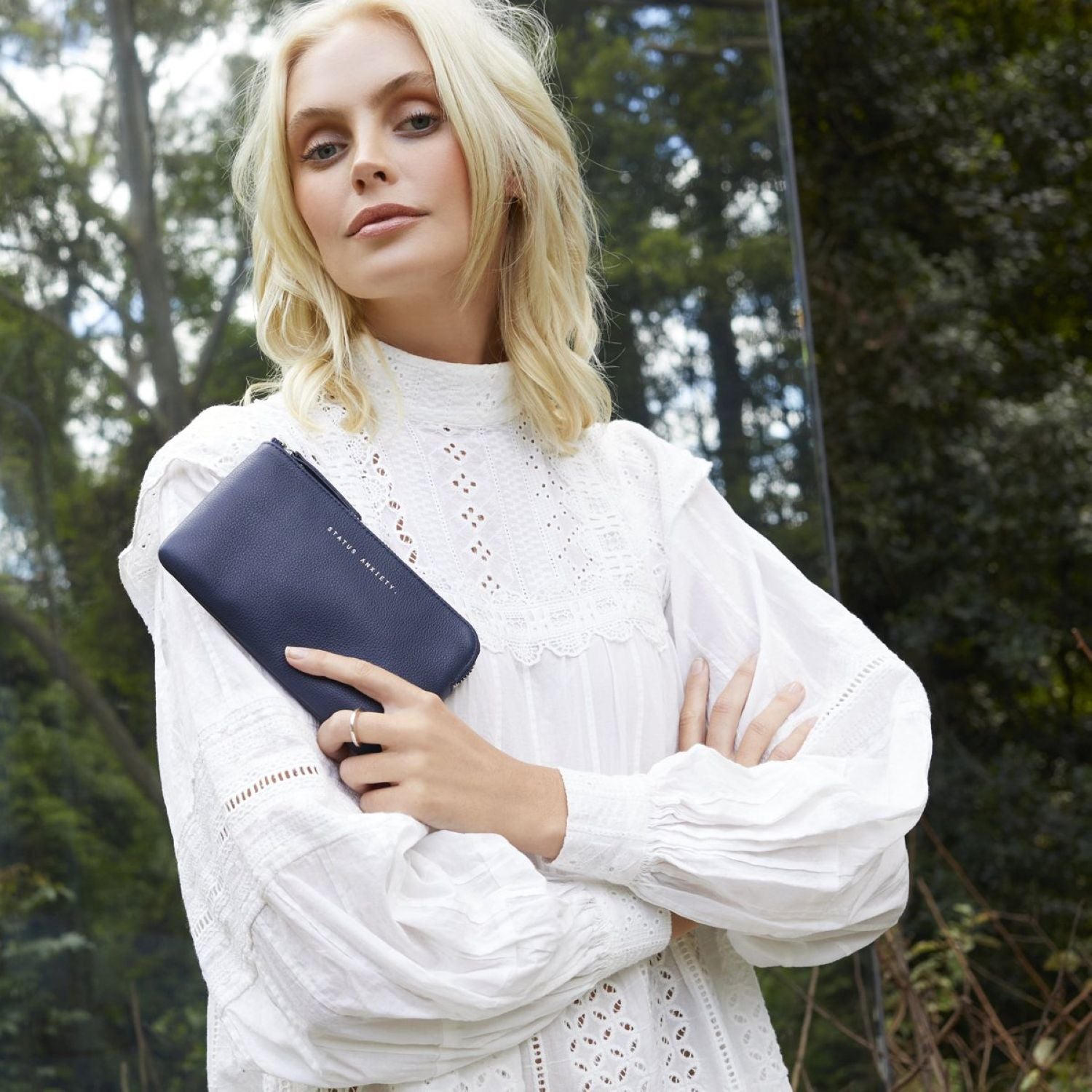 Status Anxiety Smoke And Mirrors Zip Leather Pouch