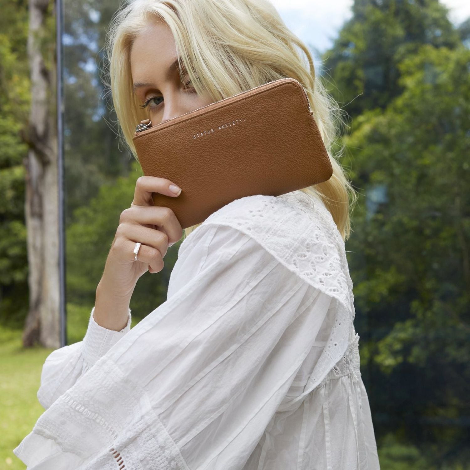 Status Anxiety Smoke And Mirrors Zip Leather Pouch