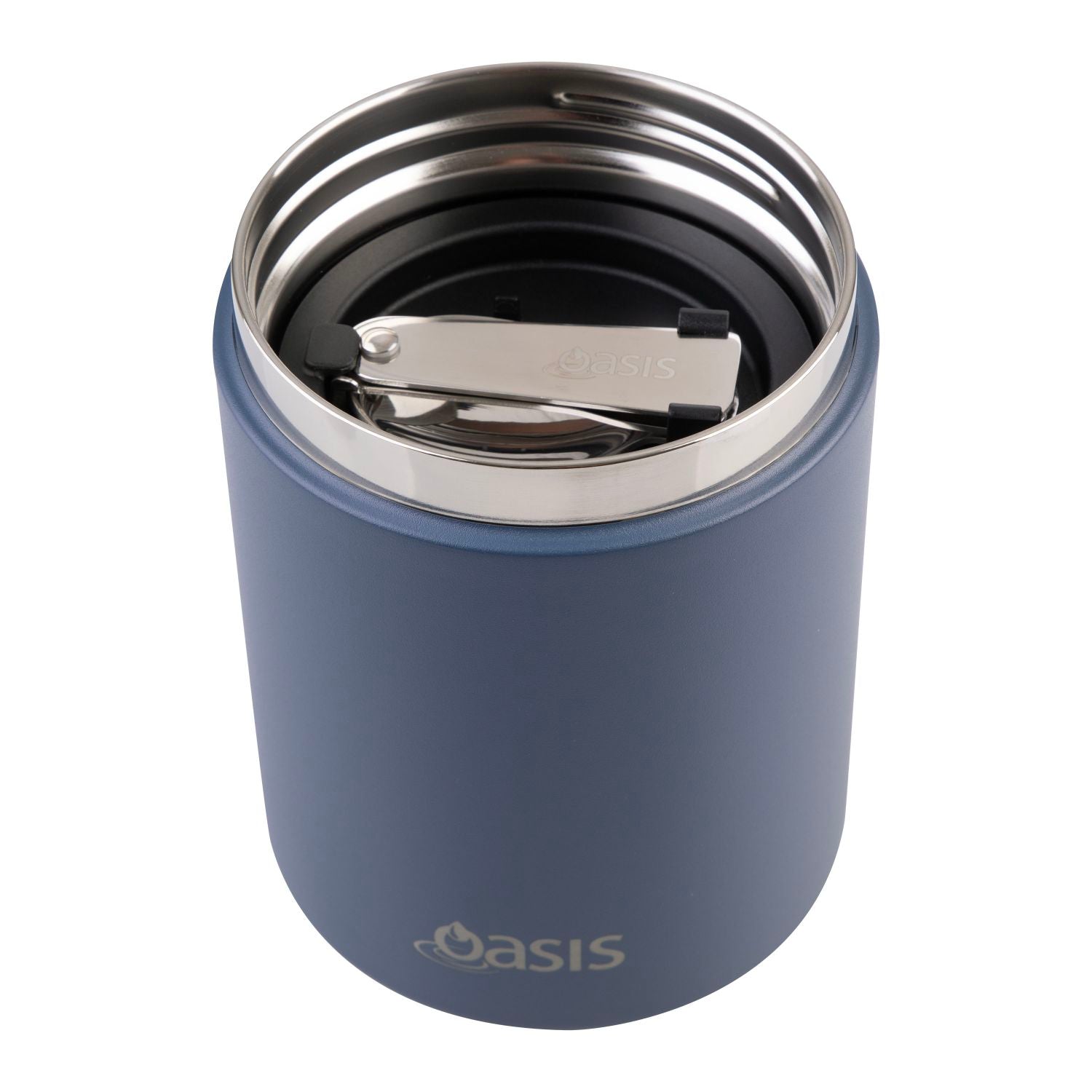 Oasis S/S Insulated Dual Compartment Food Jar W Handle And Spoon 480ML