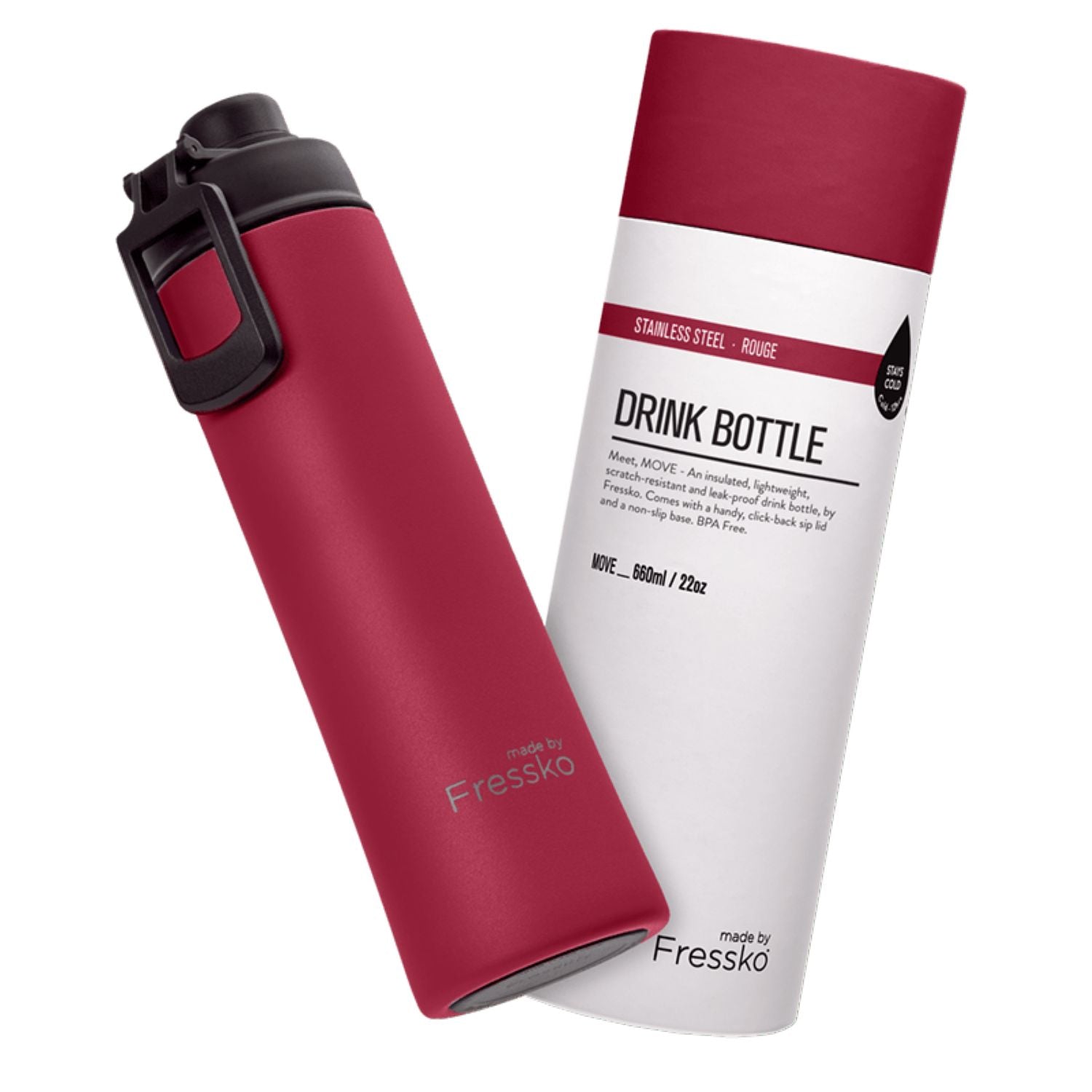 Made By Fressko Move 22oz Insulated Stainless Steel Drink Bottle