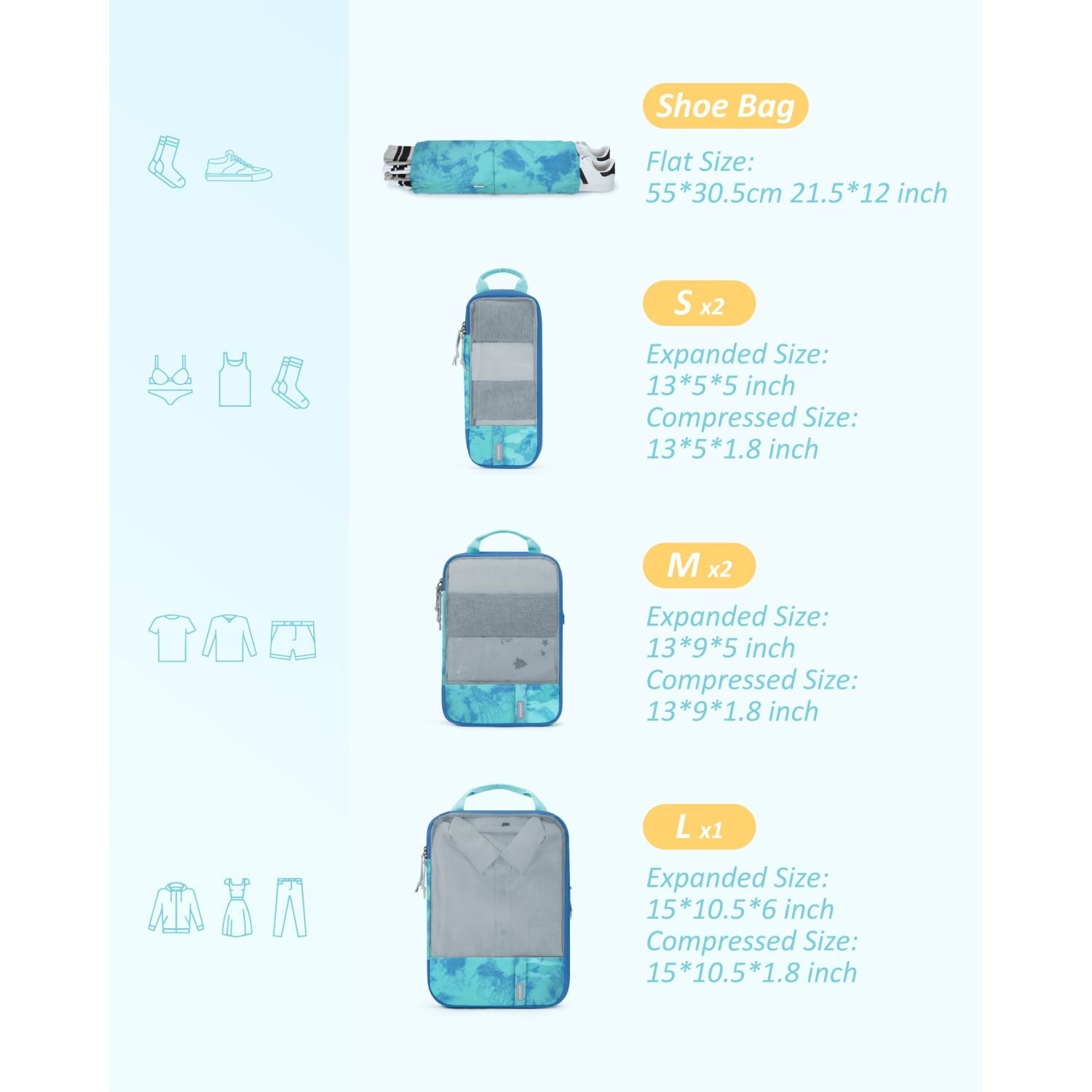 Bagsmart 6-In-1 Compression Packing Cubes (SA)