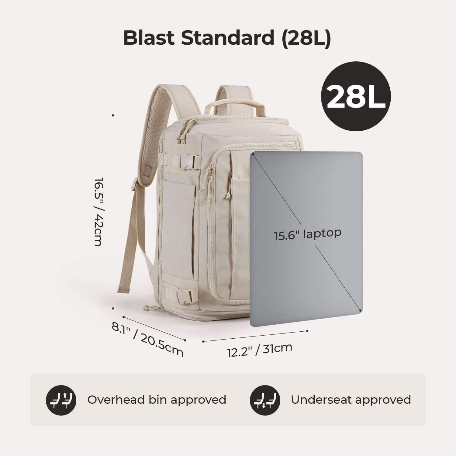 Bagsmart Blast Quick Access Carry On Travel Backpack Standard 28L