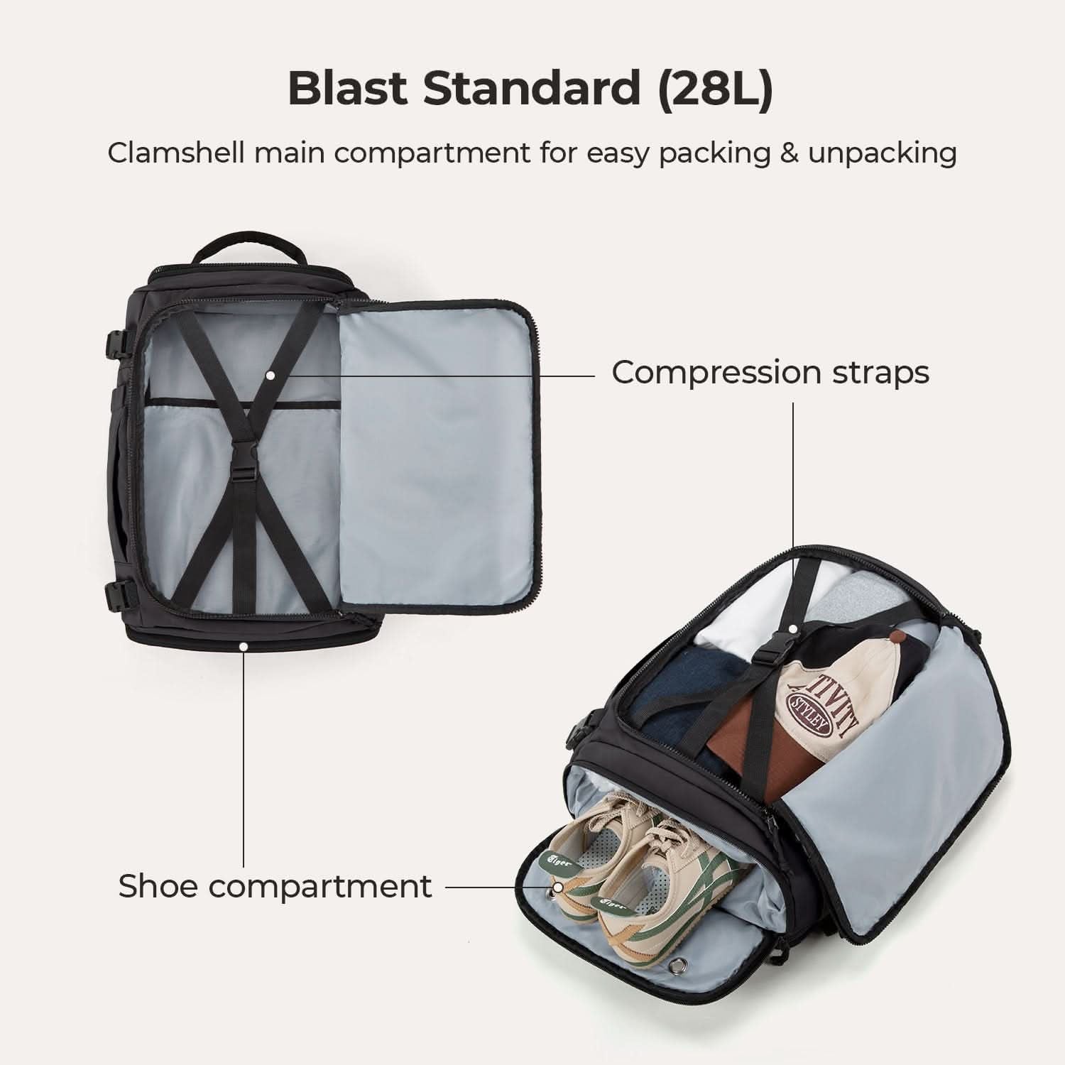 Bagsmart Blast Quick Access Carry On Travel Backpack Standard 28L