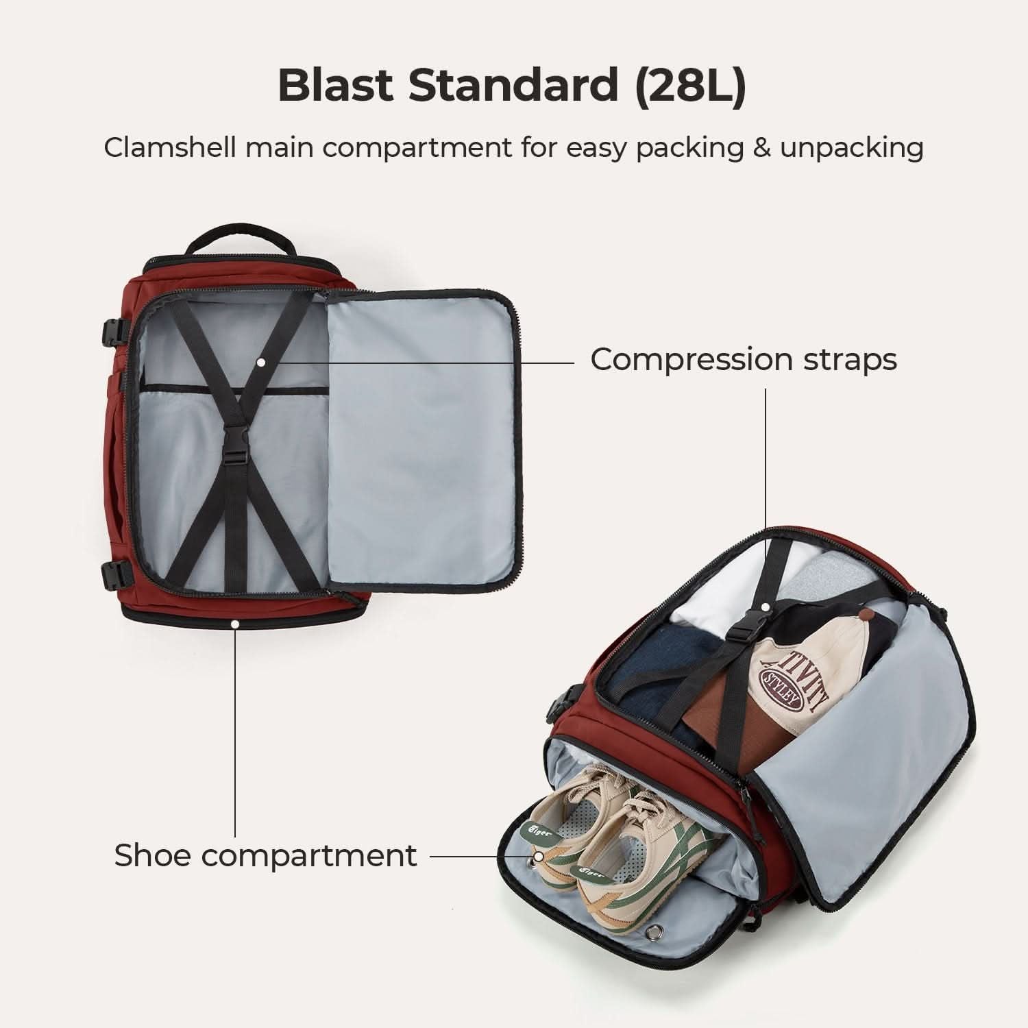 Bagsmart Blast Quick Access Carry On Travel Backpack Standard 28L