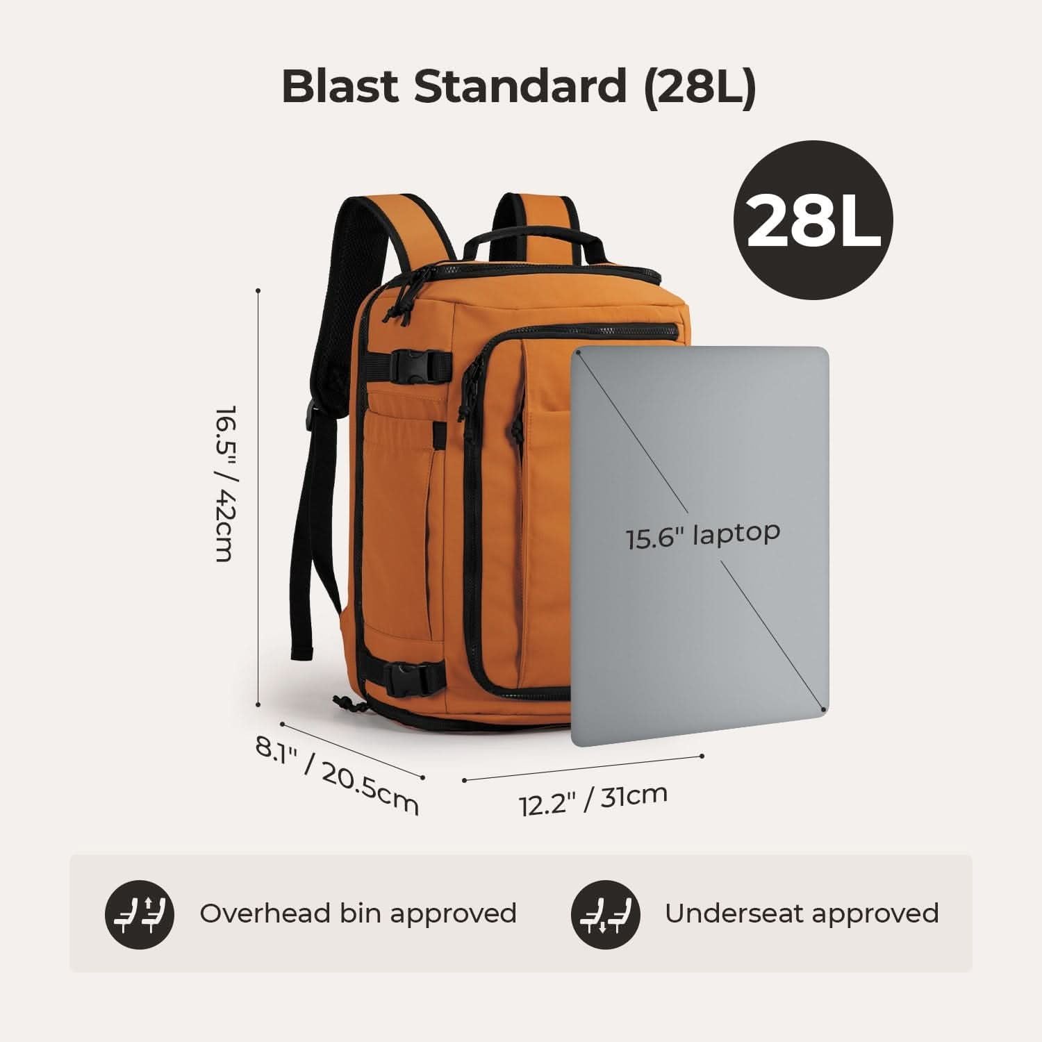 Bagsmart Blast Quick Access Carry On Travel Backpack Standard 28L