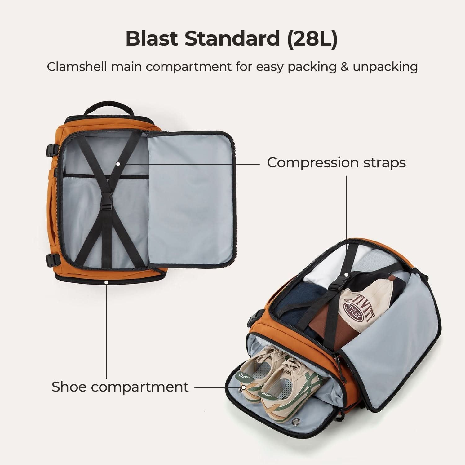 Bagsmart Blast Quick Access Carry On Travel Backpack Standard 28L