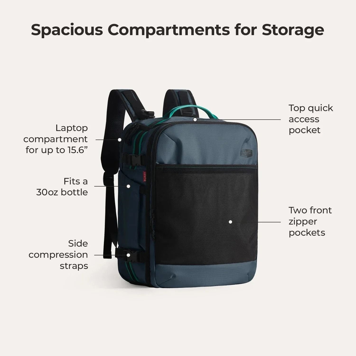 Bagsmart Blast Pro Quick Access Carry On Travel Backpack 40L