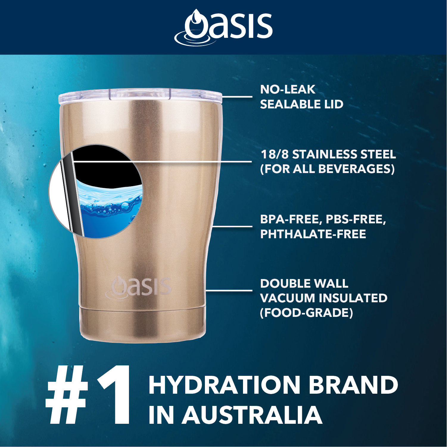 Oasis Stainless Steel Insulated Cup with Lid 340ML | Cups and Tumblers, Gifts & Lifestyle, Gifts & Lifestyle Sale, Travel Accessories, Water Bottles | Oasis Bottles-3