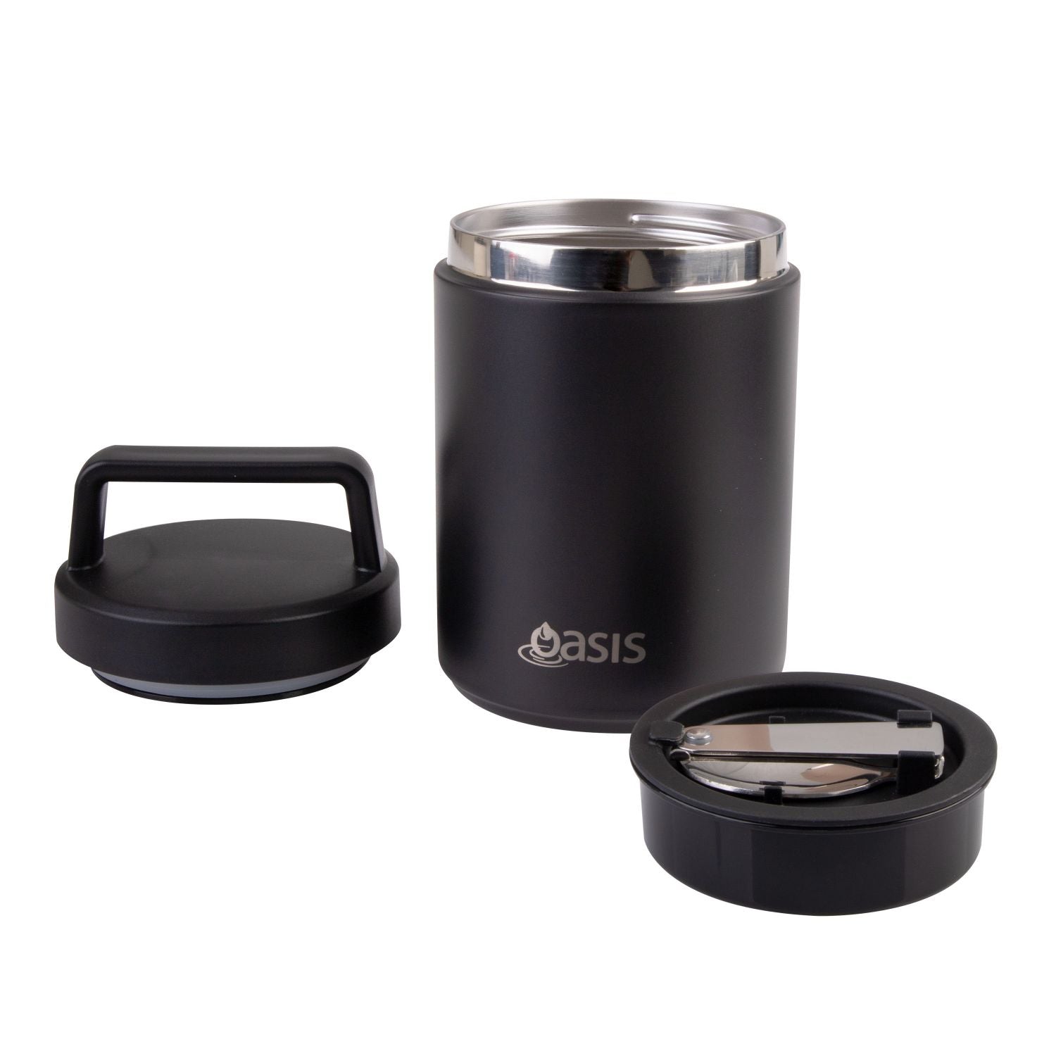 Oasis S/S Insulated Dual Compartment Food Jar W Handle And Spoon 480ML