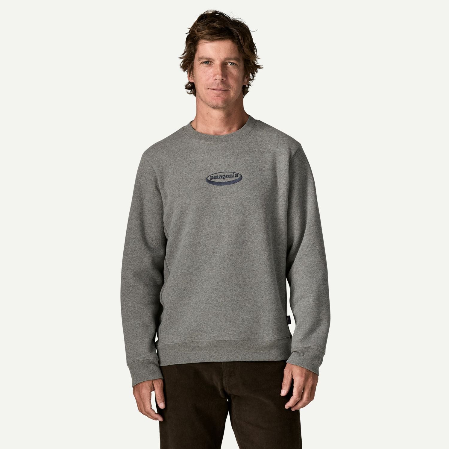 Patagonia Men's '95 Oval Logo Uprisal Crew Sweatshirt (Gravel Heather)
