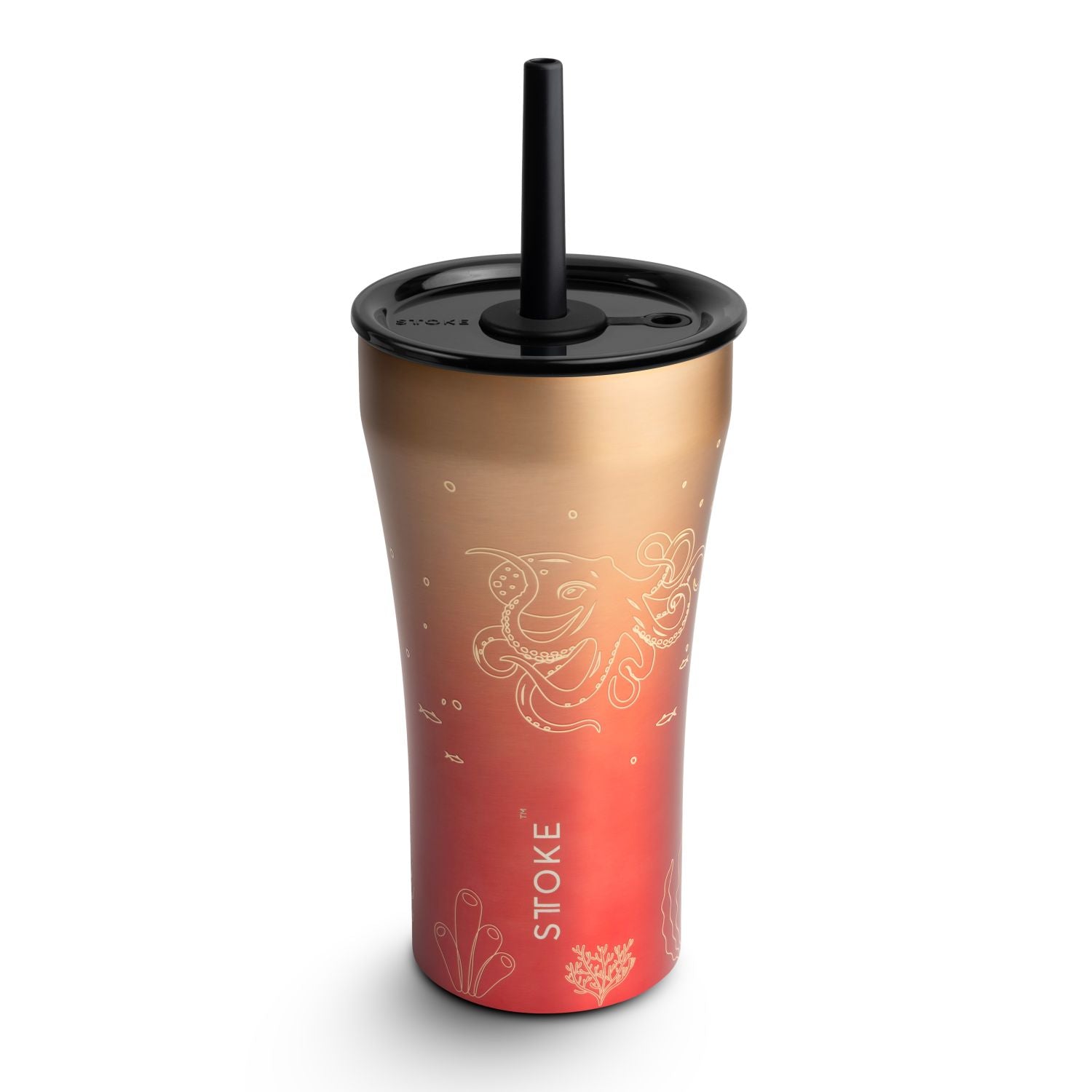 STTOKE Ocean Leakproof Ceramic Insulated Cup Powder Coating With Straw 20OZ