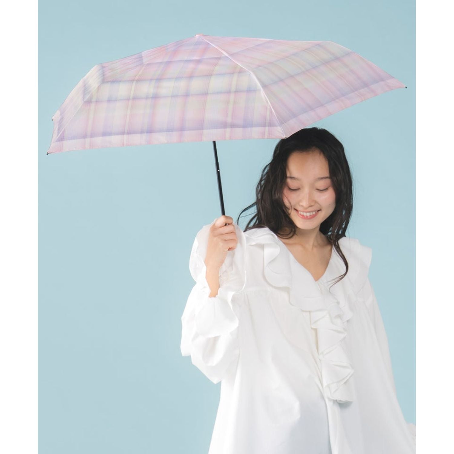 WPC Gradation Check Mini UV Protection UPF 50+ Umbrella 50cm